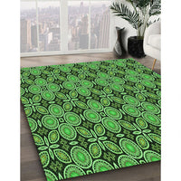 Patterned Deep Emerald Green Rug, pat3691grn