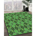 Patterned Deep Emerald Green Rug in Family Room, pat3691grn