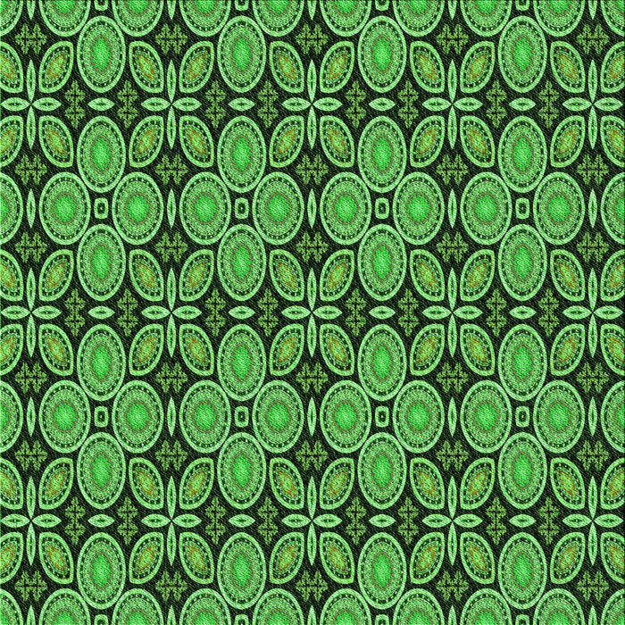 Round Patterned Deep Emerald Green Rug, pat3691grn