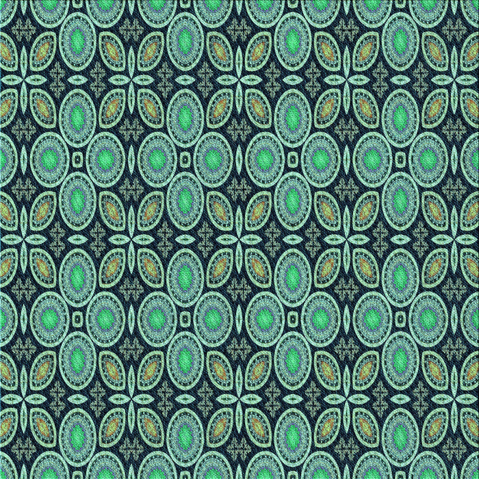 Round Patterned Deep-Sea Blue Rug, pat3691lblu