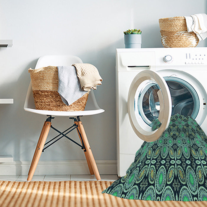 Machine Washable Transitional Deep-Sea Blue Rug in a Washing Machine, wshpat3691lblu