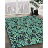 Patterned Deep-Sea Blue Rug, pat3691lblu
