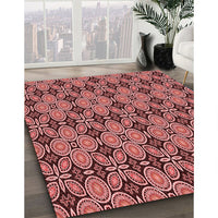 Patterned Saffron Red Rug, pat3691rd