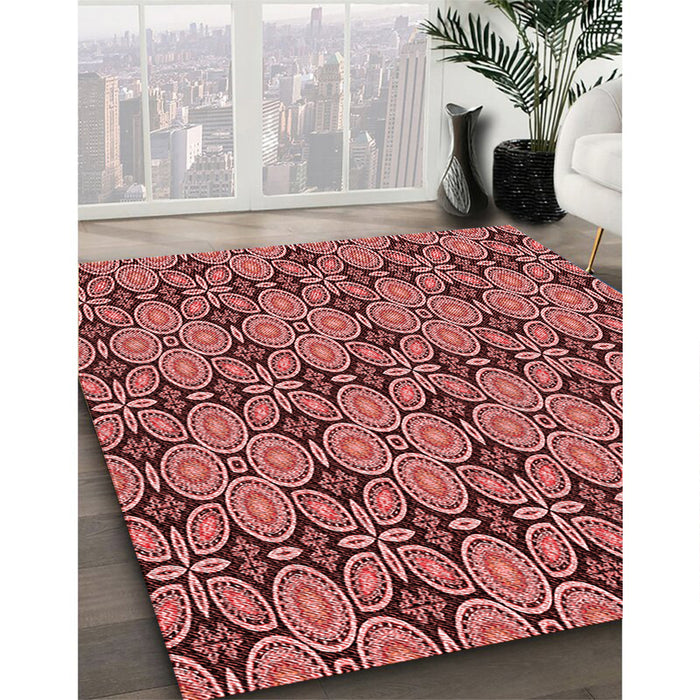 Patterned Saffron Red Rug in Family Room, pat3691rd