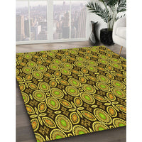 Patterned Golden Brown Yellow Rug, pat3691yw