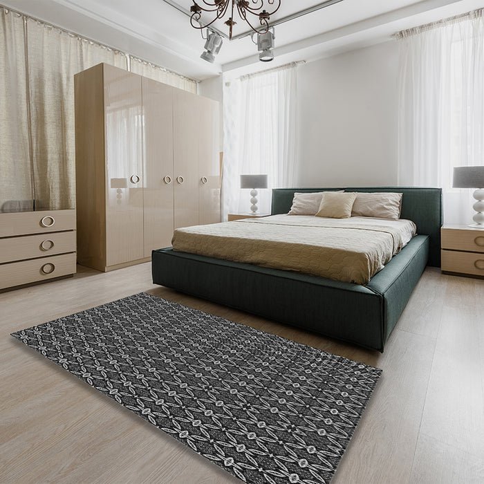 Round Machine Washable Transitional Gray Rug in a Office, wshpat3692gry