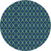 Square Patterned Deep-Sea Blue Rug, pat3692lblu