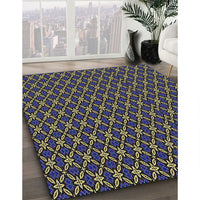 Patterned Blue Modern Rug, pat3692