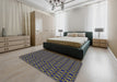 Patterned Blue Modern Rug in a Bedroom, pat3692