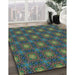 Machine Washable Transitional Forest Green Rug in a Family Room, wshpat3693lblu