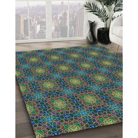 Patterned Forest Green Rug, pat3693lblu