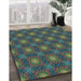 Patterned Forest Green Rug in Family Room, pat3693lblu