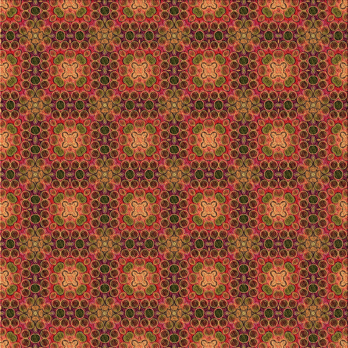 Round Patterned Tomato Red Rug, pat3693org