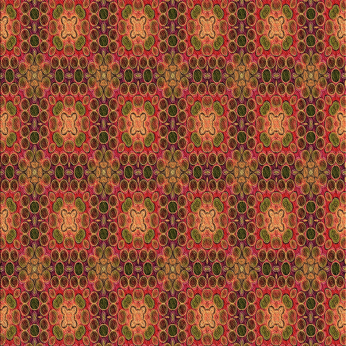 Patterned Tomato Red Rug, pat3693org