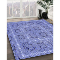 Patterned Denim Blue Rug, pat3694blu