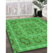 Machine Washable Transitional Neon Green Rug in a Family Room, wshpat3694grn