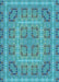 Patterned Dark Cyan Green Rug, pat3694lblu