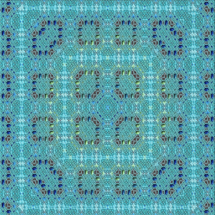 Round Patterned Dark Cyan Green Rug, pat3694lblu