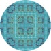 Square Patterned Dark Cyan Green Rug, pat3694lblu