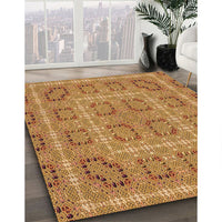 Patterned Mahogany Brown Rug, pat3694org