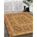 Patterned Mahogany Brown Rug in Family Room, pat3694org