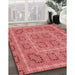 Machine Washable Transitional Ruby Red Rug in a Family Room, wshpat3694rd