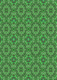 Machine Washable Transitional Deep Emerald Green Rug, wshpat3695grn