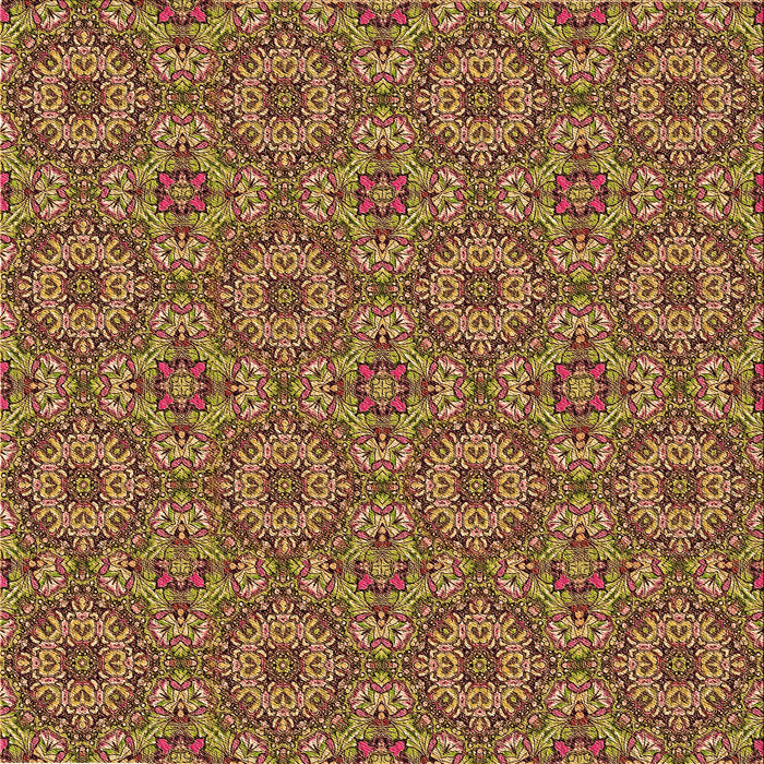 Round Patterned Saffron Red Rug, pat3695org