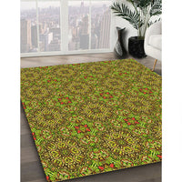 Patterned Dark Bronze Brown Rug, pat3695yw