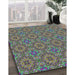 Machine Washable Transitional Green Rug in a Family Room, wshpat3695