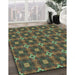 Machine Washable Transitional Khaki Green Rug in a Family Room, wshpat3696lblu