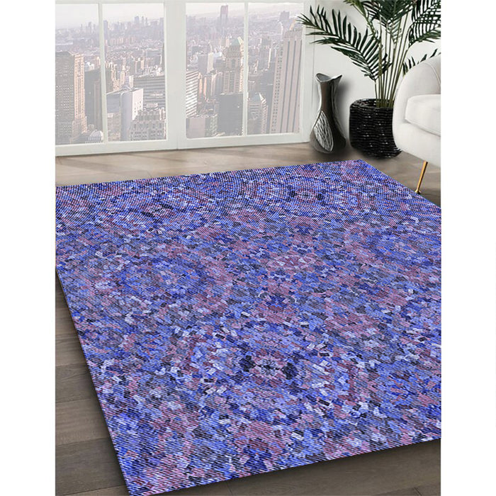 Machine Washable Transitional Deep Periwinkle Purple Rug in a Family Room, wshpat3698blu