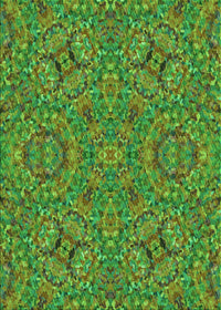 Machine Washable Transitional Seaweed Green Rug, wshpat3698grn