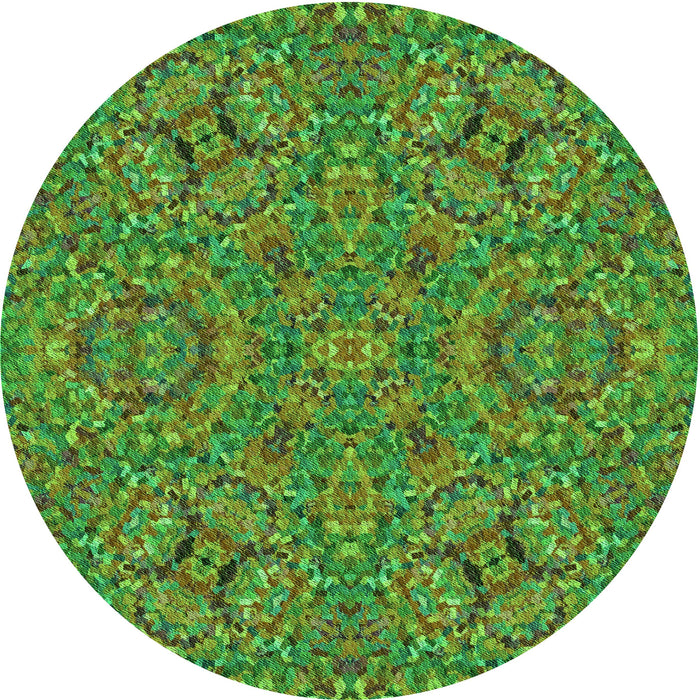 Square Machine Washable Transitional Seaweed Green Rug in a Living Room, wshpat3698grn