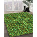Machine Washable Transitional Army Green Rug in a Family Room, wshpat3699grn