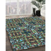 Machine Washable Transitional Green Rug in a Family Room, wshpat3699lblu
