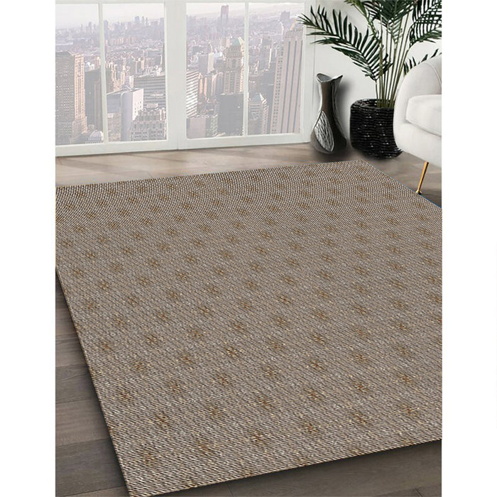 Patterned Light French Beige Brown Novelty Rug in Family Room, pat369