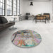 Round Patterned Cloud Gray Novelty Rug in a Office, pat36