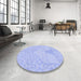 Patterned Sky Blue Rug in a Kitchen, pat37blu