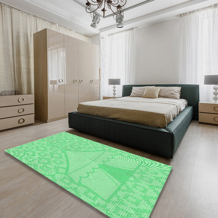 Patterned Green Rug in Family Room, pat37grn