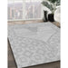 Patterned Dark Gray Rug in Family Room, pat37gry