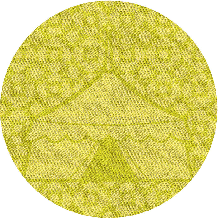 Square Machine Washable Transitional Yellow Rug in a Living Room, wshpat37yw