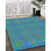 Machine Washable Transitional Dark Turquoise Green Rug in a Family Room, wshpat370lblu