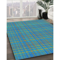 Patterned Dark Turquoise Green Rug, pat370lblu