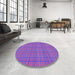 Round Patterned Dark Orchid Purple Rug in a Office, pat370pur