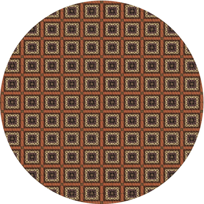 Square Machine Washable Transitional Vermilion Red Rug in a Living Room, wshpat3700brn