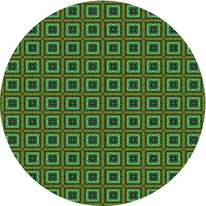Square Patterned Dark Forest Green Rug, pat3700grn