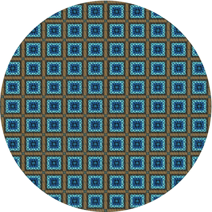 Square Patterned Deep-Sea Green Rug, pat3700lblu