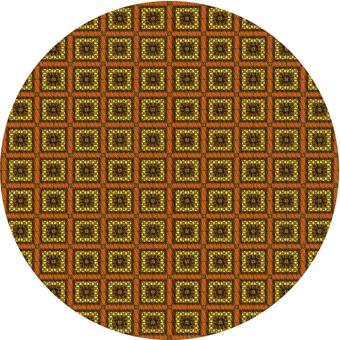 Square Patterned Saffron Red Rug, pat3700yw