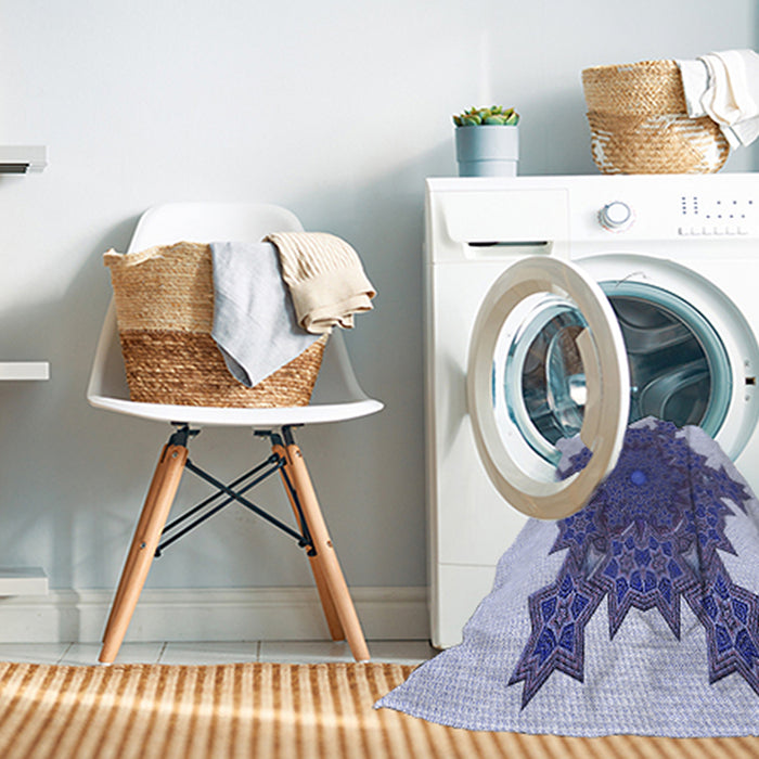 Machine Washable Transitional Slate Blue Rug in a Washing Machine, wshpat3701blu